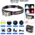 Налобный фонарик YY-19B-3SMD+2COB(white+yellow+red), Motion Sensor, Li-Ion аккумулятор, ЗУ Type-C, магнит, Box