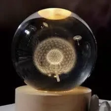 Декоративный 3D ночник хрустальный шар "Одуванчик" с led подсветкой