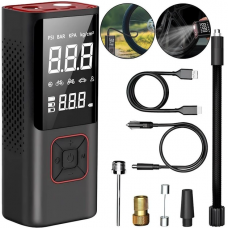 Автомобильный аккумуляторный компрессор с ЖК монитором Car Air Pump ATJ-6988 для шин автомобиля и велосипеда