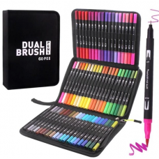 Набор акварельных двусторонних скетч-маркеров для рисования Color brush 60 штук в cумке