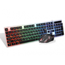 Набор геймерский Клавиатура компьютерная проводная K518 с LED RGB подсветкой + мышка