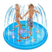 Бассейн фонтан, диаметр 100 см Наружный Водный Игровой Коврик, Голубой Дельфин, Для Игр На Открытом Воздухе