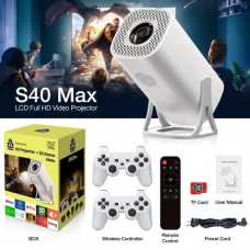 Игровой смарт проектор S40 Max с 2 джойстиками Android 11 Мультимедийный переносной домашний игровой проектор