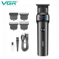 Аккумуляторная машинка для стрижки волос VGR V-991, LED-дисплей, беспроводная, 3 насадки в комплекте