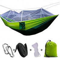 Туристический гамак с москитной сеткой Подвесной гамак зеленый Гамак с креплением карабин