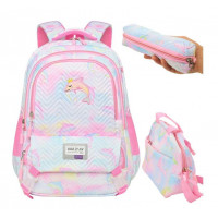 Школьный рюкзак 3в1 (портфель+пенал+сумка) 41х20х30см, Дельфинчик Детский рюкзак школьный для девочек NA-1