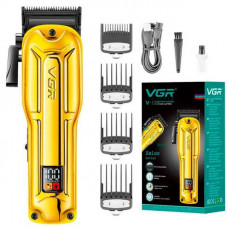 Аккумуляторная машинка для стрижки волос VGR V-138 GOLD с 4 сменными насадками триммер для бороды и усов