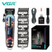 Аккумуляторная машинка для стрижки волос VGR V-279 RED с 6 сменными насадками триммер для бороды и усов