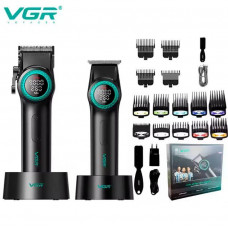 Комплект 2 в 1 аккумуляторный триммер и машинка для стрижки волос VGR V-001PRO & VGR V-977 Black