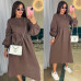 Платье теплое комфортное в стиле OVERSIZE Мод : 771-1106 Цвета - меланж, черный, фреза, шоколад, графит, бежевый