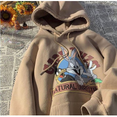 Худи Oversize Looney Tunes трехнитка на флисе с принтом размер: 42-48 Модель 1526-2326 цвет бежевый