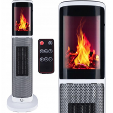 Тепловентилятор колонный Carruzzo q20k 2000 Вт с пультом дистанционного управления с имитацией камина Белый